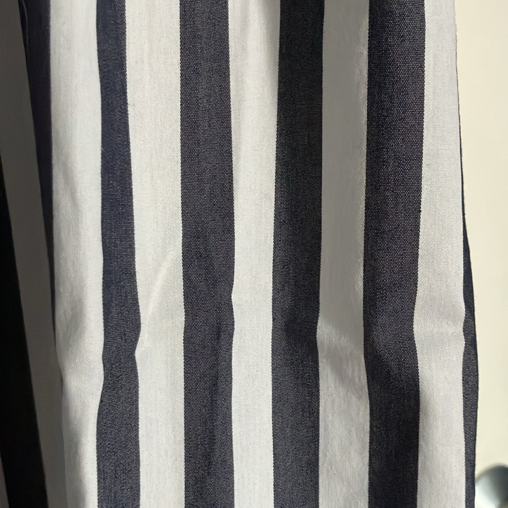 A new day tiered Blue White stripe Maxi Dress tiered ruffle hem pockets small - Picture 5 of 5